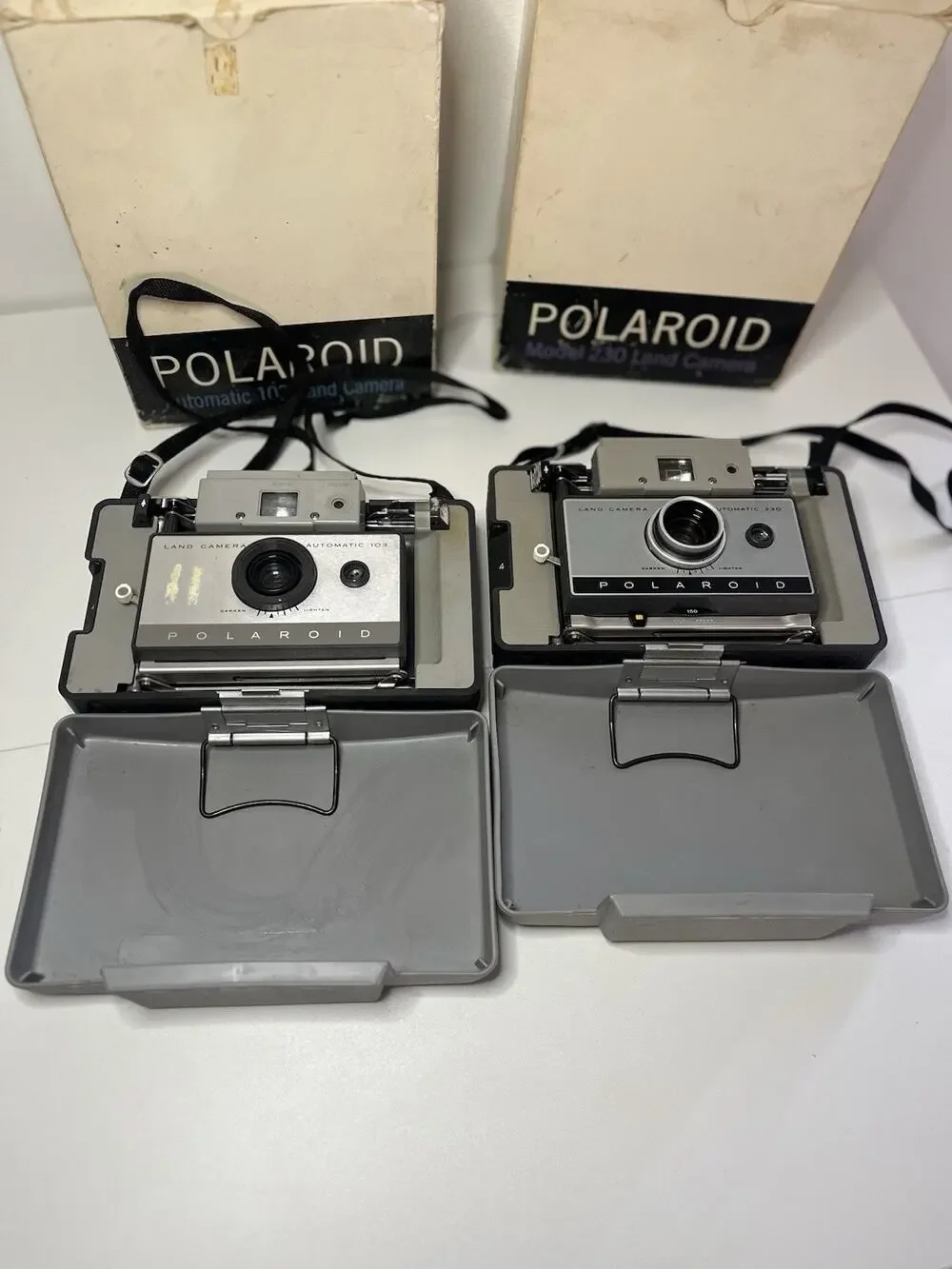 Polaroid Automatic 230 & 103 Land Camera Lot Of 2 W Original Boxes Untested